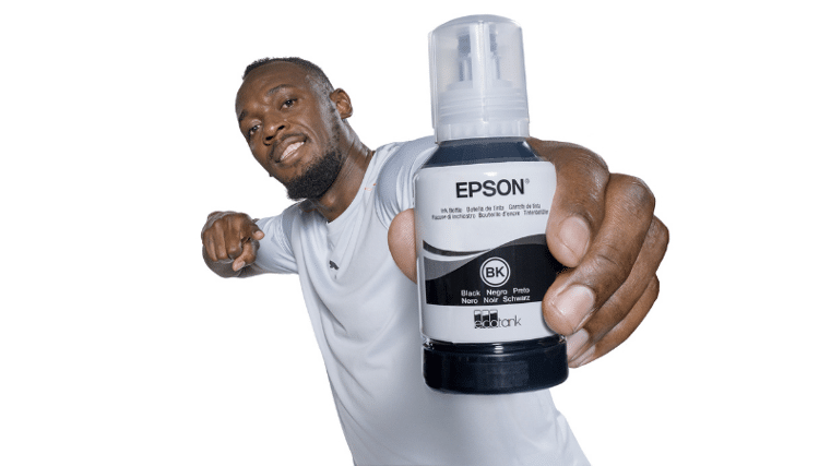 Epson se asocia con la estrella del sprint Usain Bolt para exhibir las impresoras EcoTank